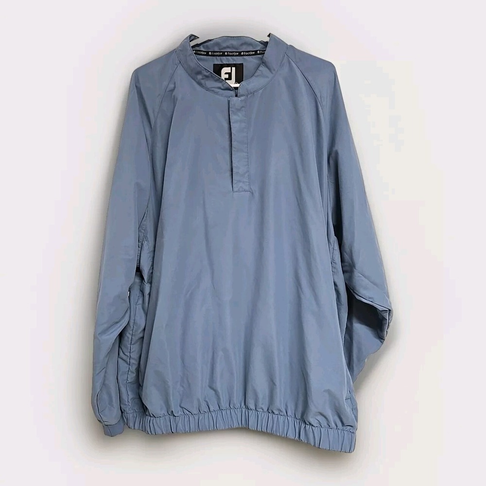 Footjoy FJ Golf‎ 1/4 Snap Pockets Windbreaker Bomber Jacket Blue Men's XXL VGUC
